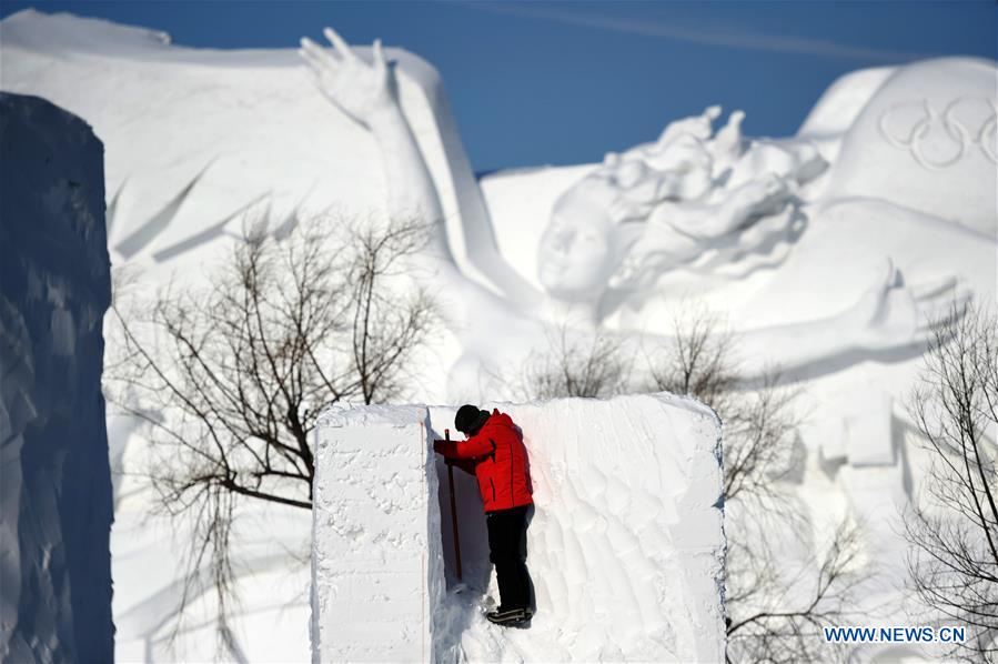 CHINA-HEILONGJIANG-HARBIN-SNOW SCULPTURE-COMPETITION (CN)