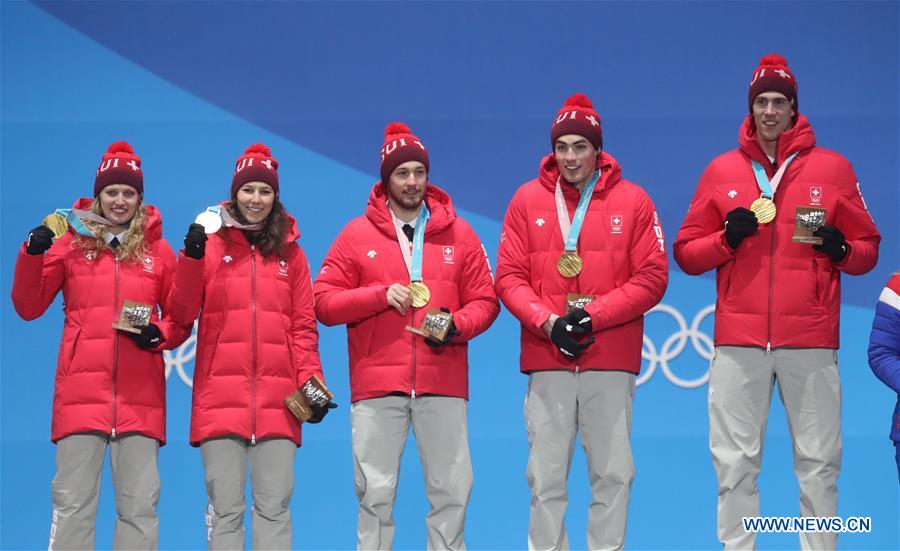 (SP)OLY-SOUTH KOREA-PYEONGCHANG-ALPINE SKIING-TEAM EVENT-MEDAL CEREMONY