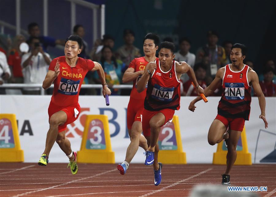 (SP)INDONESIA-JAKARTA-ASIAN GAMES-ATHLETICS-MEN'S 4X100M RELAY