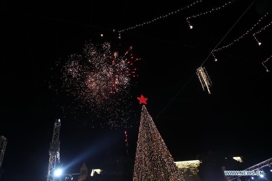 MIDEAST-BETHLEHEM-CHRISTMAS TREE-LIGHTING