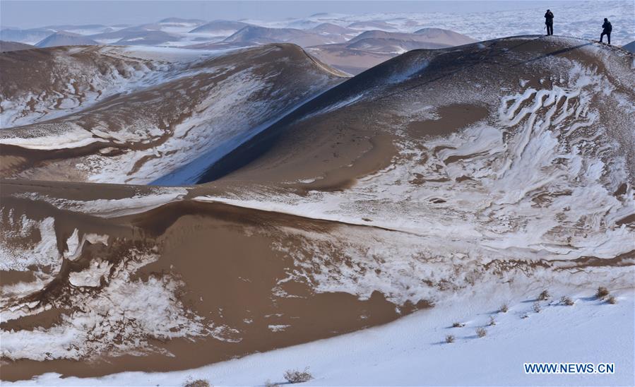 #CHINA-GANSU-BADAIN JARAN DESERT-SNOW SCENERY(CN)