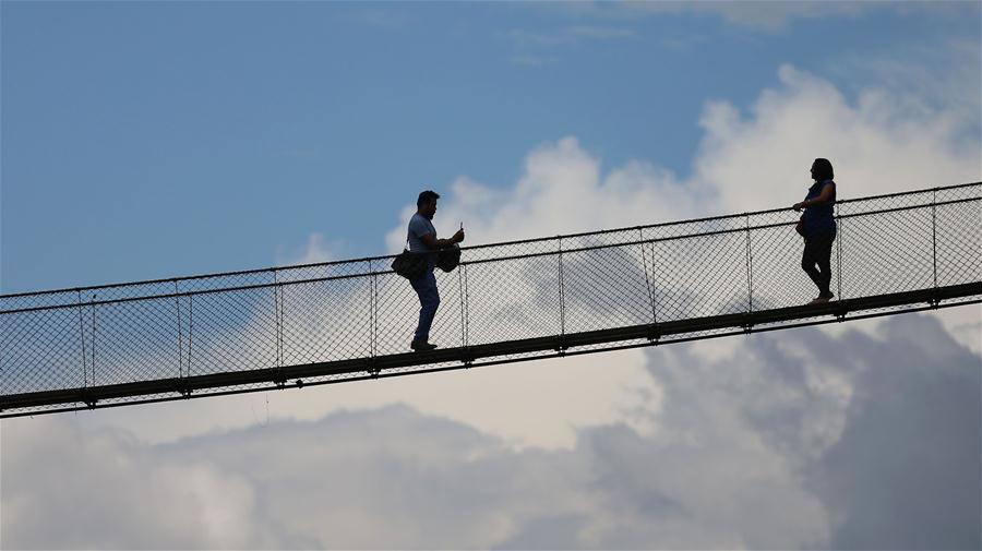 NEPAL-KATHMANDU-TOURISM-SUSPENSION BRIDGE