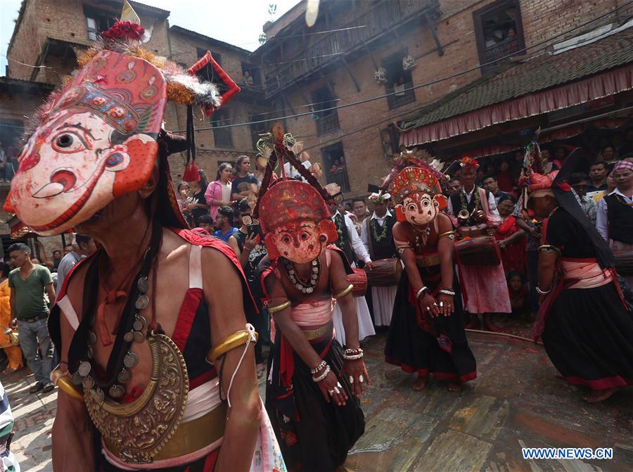 NEPAL-BHAKTAPUR-CULTURE-NIL BARAHI DANCE FESTIVAL