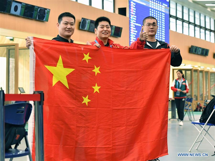 (SP)CHINA-WUHAN-7TH MILITARY WORLD GAMES-SHOOTING-MEN'S 25M MILITARY RAPID FIRE PISTOL-TEAM