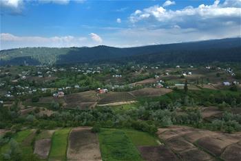 Scenery of village in Budgam district, Indian-controlled Kashmir