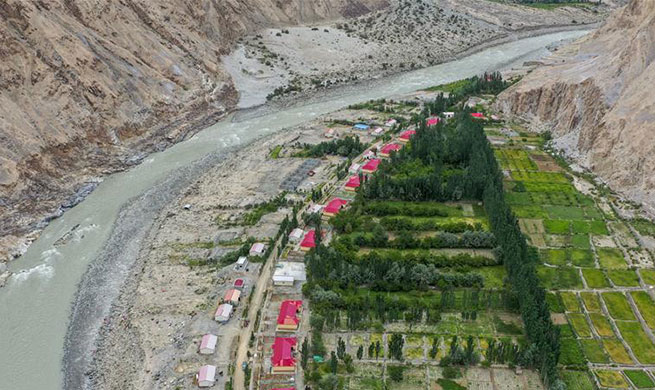 New residential houses built for farmer families in Datong Township, China's Xinjiang